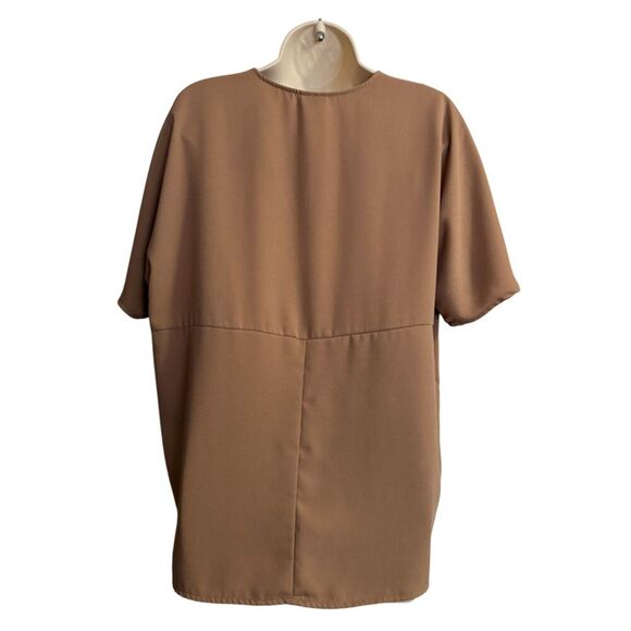 Worthington Brown High Low Short Sleeve Top Size MP - Picture 3 of 10